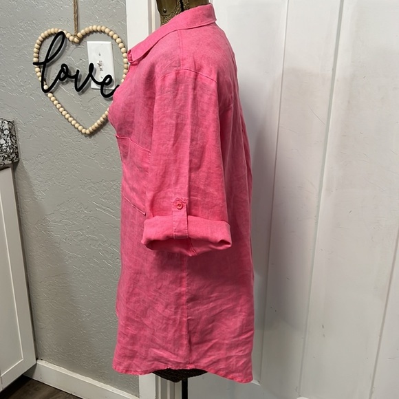 BELLA DAHL LINEN TUNIC LARGE PINK - Picture 7 of 16